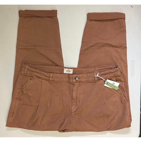 NWT Marine Layer 2XL Men’s Hudson Relaxed Cropped Pant in Faded Chestnut Brown - Picture 2 of 5